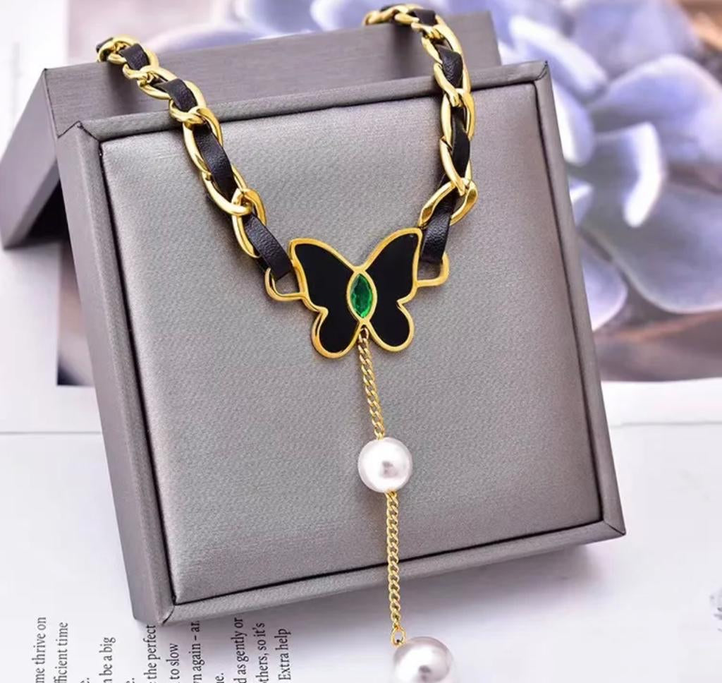 Leather rope butterfly chain