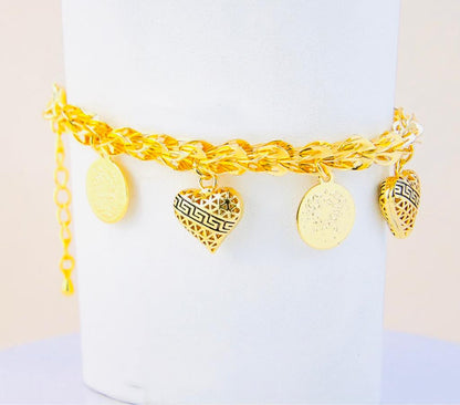 18ct gold plated Bangle Bracelet Heart